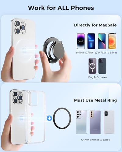 Dual Sided Magnetic Ring Holder for Gym MagSafe Stand & Phone Grip (Black)