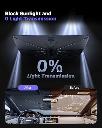 2025 2026 R Ange R Over Evoque Windshield Sun Shade Windshield Sunshade Umbrella[Drawstring Design] Protect Sun Rays & Heat Damage Keeps Cool Fits R Ange R Over Evoque 2012 (R ange R over Evoque 2012-2026)