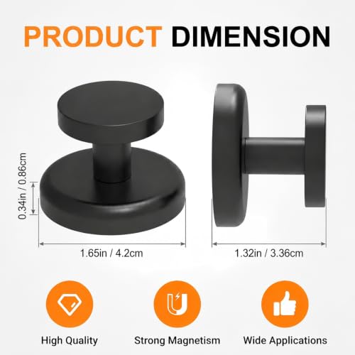 Magnetic Hooks Heavy Duty 140LBS (Black Flat Hooks 2 Pack)