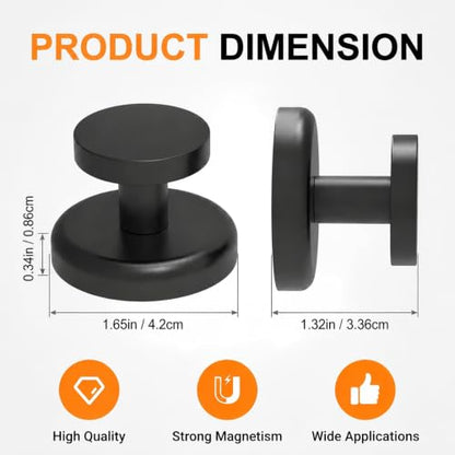 Magnetic Hooks Heavy Duty 140LBS (Black Flat Hooks 2 Pack)