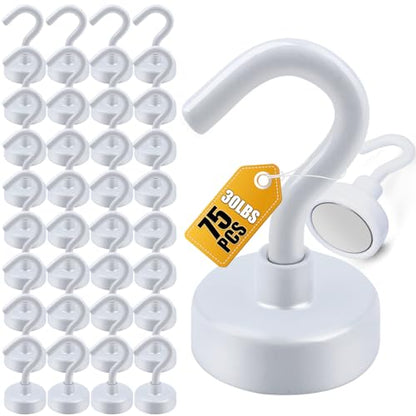 Magnetic Hooks 75pcs 30lbs Cruise Essentials 2026 Magnet Hook White (White / 0.63in)