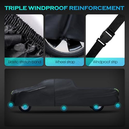 Truck Car Cover Waterproof All Weather Full Outdoor Pickup Cover Rain UV Protection (T5 Fit Truck Length 251 to 266 inch)
