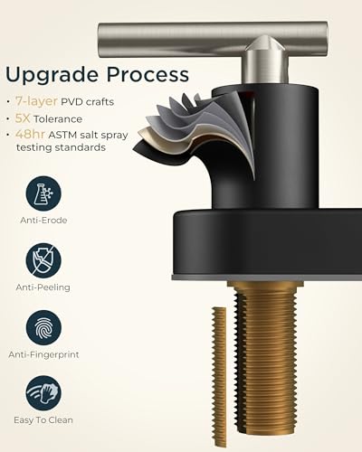 4 Inch Centerset Bathroom Sink Faucet Black and Brushed Nickel (Stainless Steel&Black)