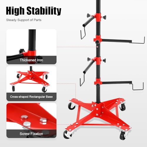 Panel Tree Stand for Painting Rotatable FreeStanding Panel Paint Holder with Wheels Adjustable Center Post for Hang Automotive Doors Fenders Bumpers (18.5*18.5*47.24 in)
