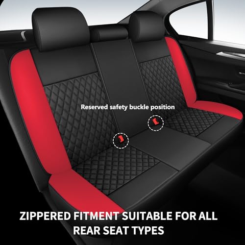 Faux Leather Full Set Car Seat Covers (N1 Black Red / Full Set)