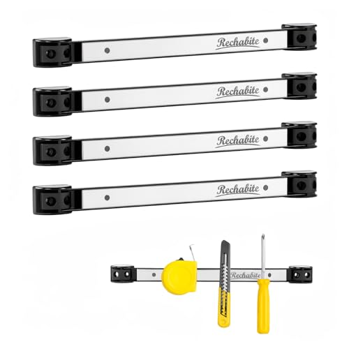 4 Pieces 12" Magnetic Tool Holder Strip (Silver 4PC / 12")