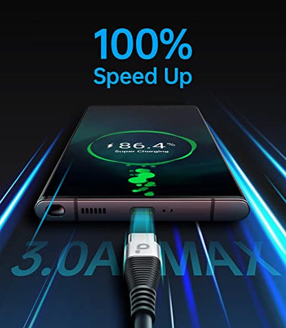 USB Type C Coiled Cable Fast Charging (3FT/5FT / USB A to USB C / Silver)
