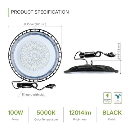 100W LED Low Bay Lighting (Black)