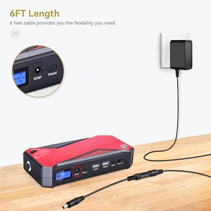 UL 15V 1A Power Cord for Gooloo Jump Starter Charger for Booster Battery Jump Starter Adapter for DBPower DJS50 for Tacklife for Beatit Portable Car Jump Starter