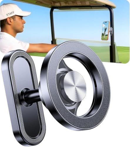 Magnetic Golf Cart Phone Holder【Strong Magnets】 Magnetic Phone Holder for Golf Cart Phone Mount for iPhone 17 Fits GPS EZGO Club Car Yamaha Golf Accessories Gifts for Men Husband (Black)
