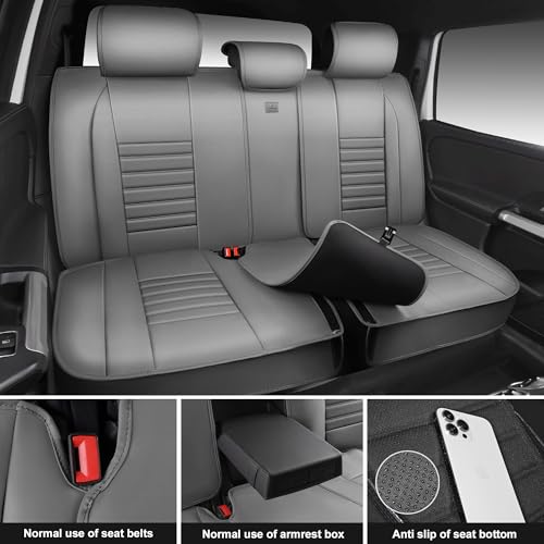 Nappa Leather Car Seat Covers Full Set (Gray Leather / Full Set)