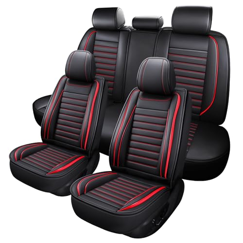 Leather Car Seat Covers Full Set (Red 2/Full Set)