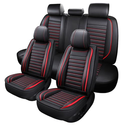 Leather Car Seat Covers Full Set (Red 2/Full Set)