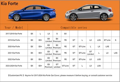 6 Layers Car Cover Custom Fit for Kia Forte (LM-Silver / 50. Custom Fit Kia Forte)