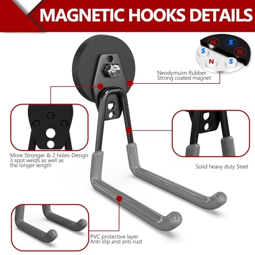 Heavy Duty Magnetic Hooks (2.6"x2-MU / Gray)