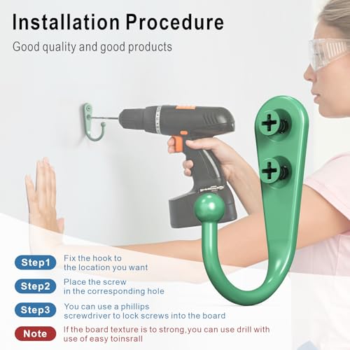 15 Pack Green Wall Mount Hooks for Hanging Coats & Towels (15PCS Mint Green Hooks)