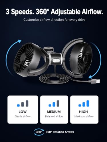 USB Car Fan for Backseat