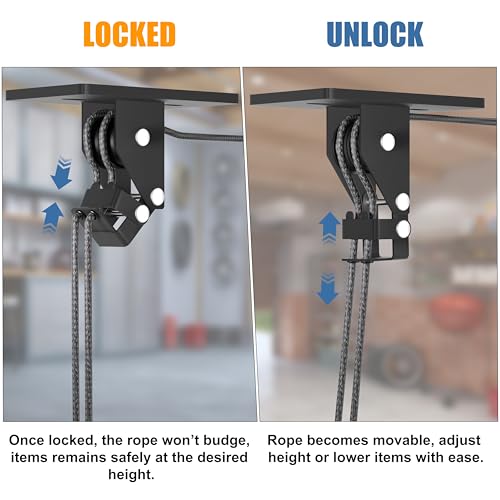Cargo Box Pulley System for Garage Storage (Three Bracket)