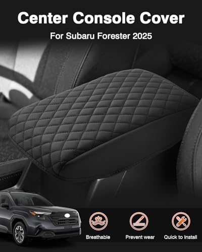 Custom for 2026 2025 Subaru Forester Center Console Cover Armrest Cover for Subaru Forester Accessories 2025 Arm Rest Cushion Pad Leather Middle Console Cover Armrest Seat Box Protector (For Subaru Forester 2025-2026)