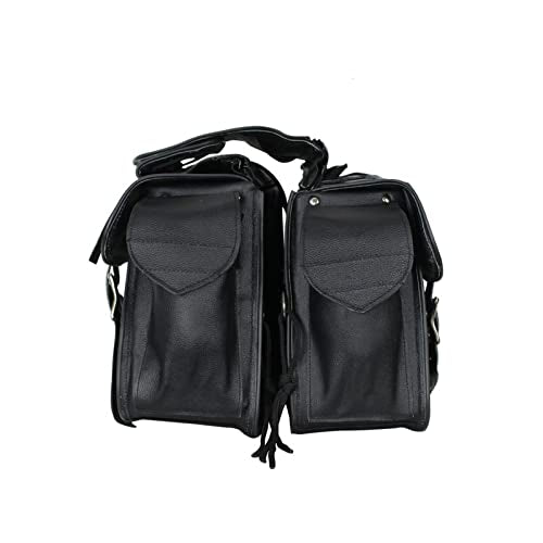 Motorcycle Saddle Bags Leather Motorcycle Luggage Bag with Gun Holsters For Softails Sportsters and Choppers Tool Bags (Style1 - Leather / 14" x 8" x 11")