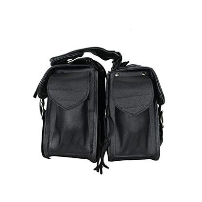 Motorcycle Saddle Bags Leather Motorcycle Luggage Bag with Gun Holsters For Softails Sportsters and Choppers Tool Bags (Style1 - Leather / 14" x 8" x 11")