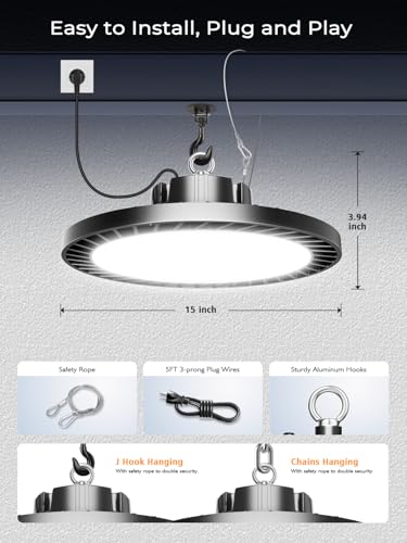 350W UFO LED High Bay Light 52500LM 5000K High Bay LED Shop Lights