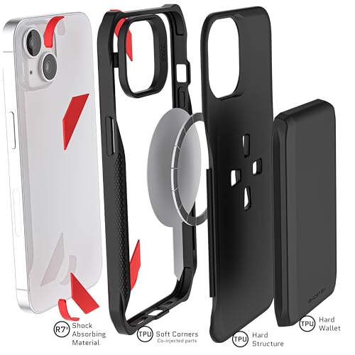 EXEC Apple iPhone 14 Case Wallet with MagSafe Magnetic Credit Card Holder Supports Mag Safe Accessories (iPhone 14 / Black)
