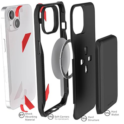 EXEC Apple iPhone 14 Case Wallet with MagSafe Magnetic Credit Card Holder Supports Mag Safe Accessories (iPhone 14 / Black)
