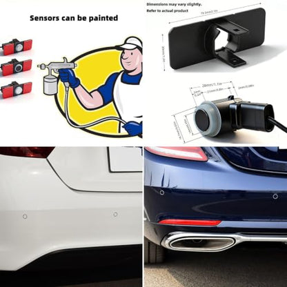 Parktronic 4 Parking Sensors Kit Reverse Backup Radar System PDC Rea View with Sound Warning Ultrasonic Distance Detection for Car Vehicle Garage Automobile (Black-)