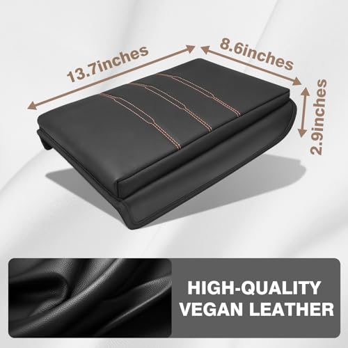 Armrest Cover for Honda CR (11) 23+ |CR-V| Black/Orange Stitching, +Thick)