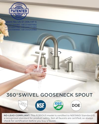 Widespread Brushed Nickel Bathroom Faucet 3 Hole Commercial Faucet (Stainless Steel)
