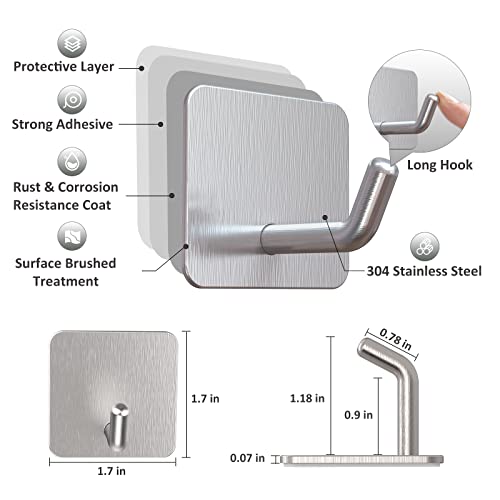 Adhesive Hooks for Shower Wall (Silver)