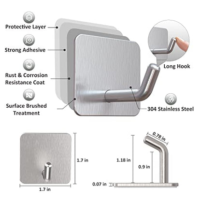 Adhesive Hooks for Shower Wall (Silver)