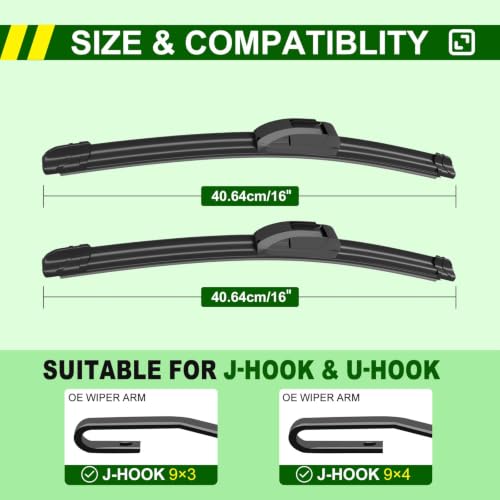 OEM Quality 16in + 16in Premium All (16"+16"(Pair for Front Windshield))