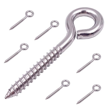 6 Pack 304 Stainless Steel Screw Eyes 3.2" (6 Pack)
