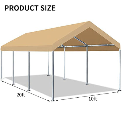 10'x20' Carport Canopy Replacement Cover Beige (Beige / 10'x20')