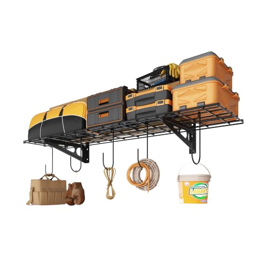 1 Pack 1x4 ft Garage Shelving with 6 Bike Hooks (Black / 1 pack-1x4 ft)