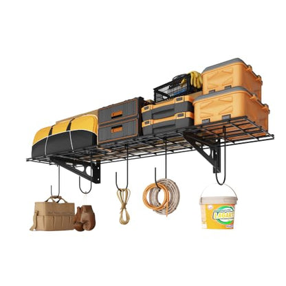 1 Pack 1x4 ft Garage Shelving with 6 Bike Hooks (Black / 1 pack-1x4 ft)