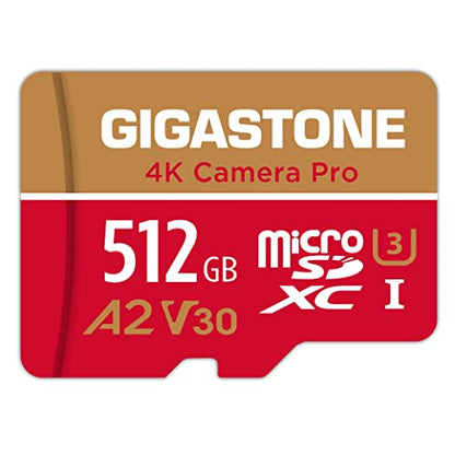 5 Yrs Free Data Recovery】 GIGASTONE 512GB Micro SD Card (512GB 4K Camera Pro 1-Pack)