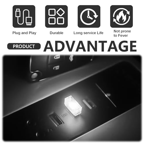 4 PCS USB LED Car Interior Ambient Lighting Kit (4pcs white)