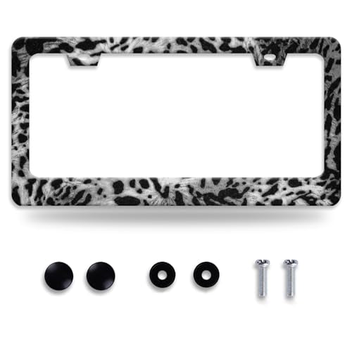 Beautiful Leopard Print License Plate Frame Cheetah Print Texture License Plate Holder for Car Decorative Parts Stainless Stee License Plate Frames for Standard Us Canada Funny 12x6 Inch (Beautiful Leopard Print)
