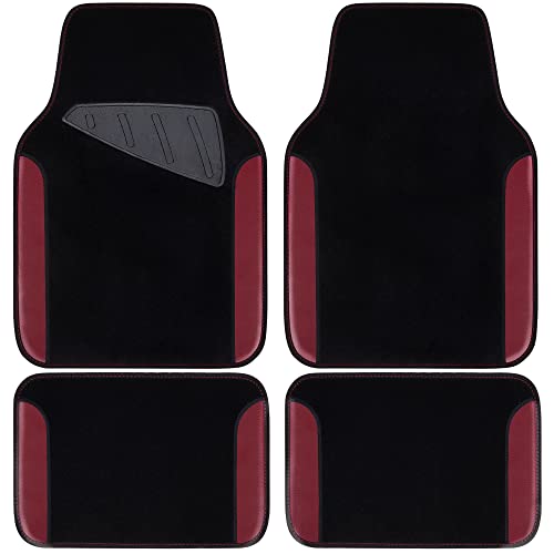Waterproof Universal Fit Car Floor Mats (Black and Burgundy)