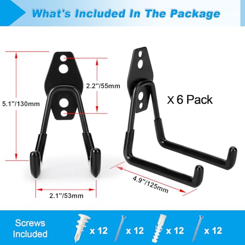 6 Pack Garage Hooks Heavy Duty