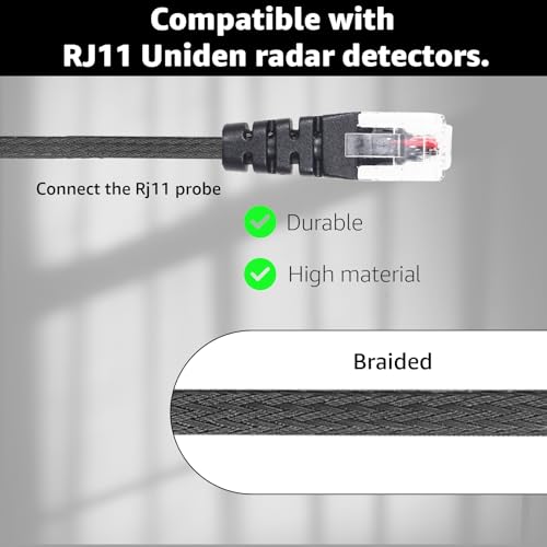 RJ11 Radar Detector Mirror Tap Hardwire Power Cord for Uniden R4 R7 R8 3PC