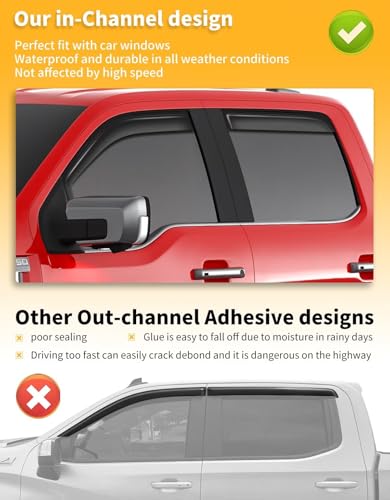Window Visors Rain Guards for Ford F150 SuperCrew 2021 (Fit for 2021-2026 Ford F150 SuperCrew)