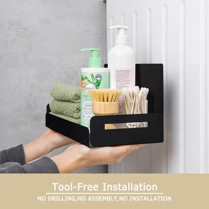 2 Pack Magnetic Spice Rack for Refrigerator (Black)