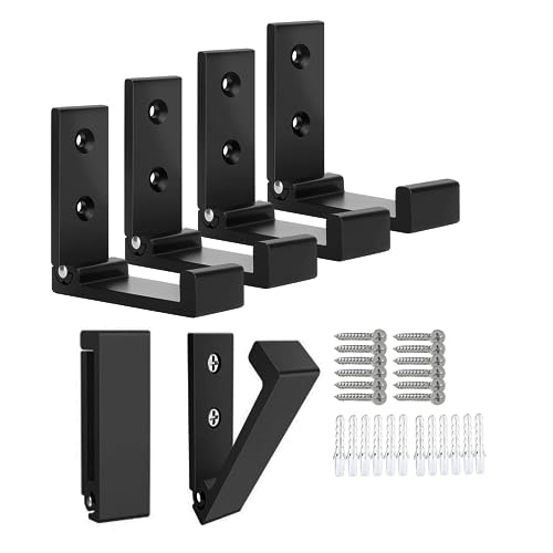 Folding Coat Hooks 6pcs Foldable Hook Wall Mounted for Hanging Coat (Black 6 Pack)