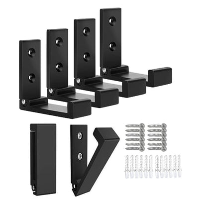 Folding Coat Hooks 6pcs Foldable Hook Wall Mounted for Hanging Coat (Black 6 Pack)