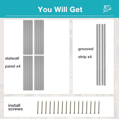 Slatwall Panel Wall Storage Systems (4x4ft / Grey)