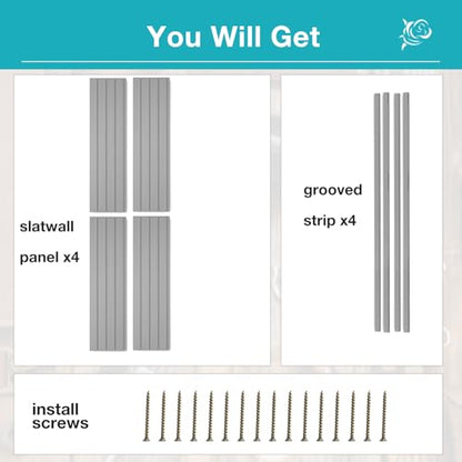 Slatwall Panel Wall Storage Systems (4x4ft / Grey)